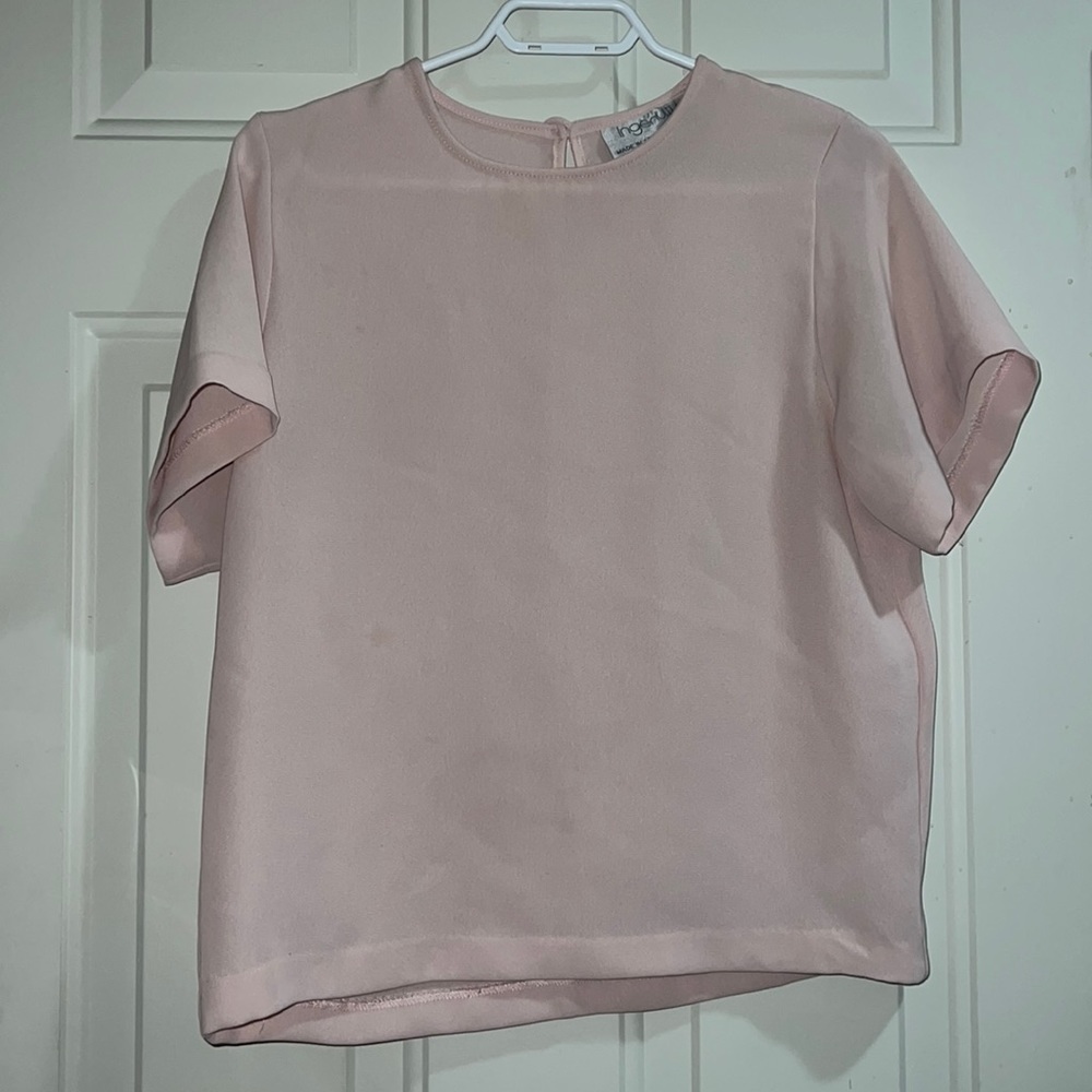 Vintage light pink short-sleeved blouse